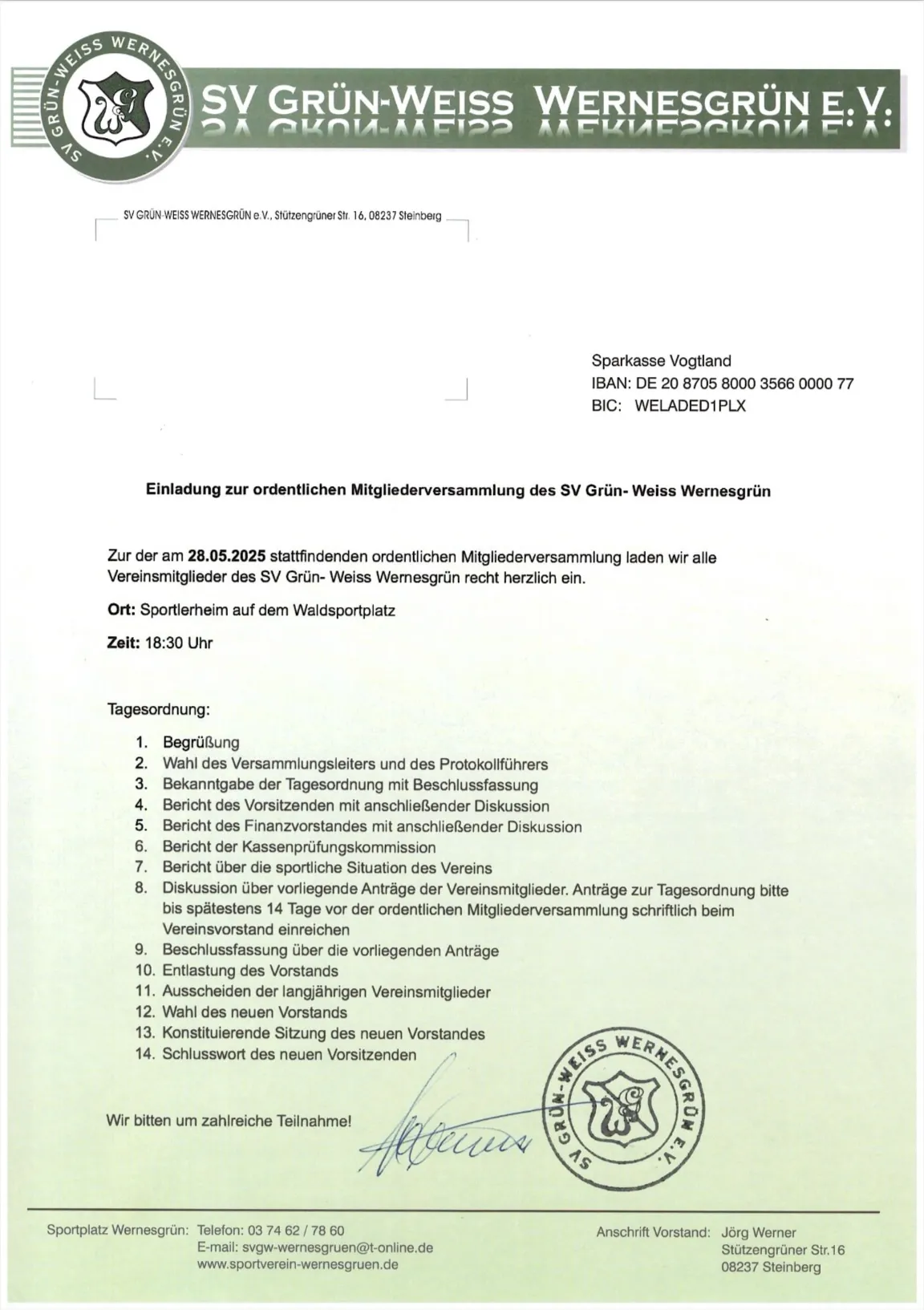 Einladung zur Mitgliederversammlung