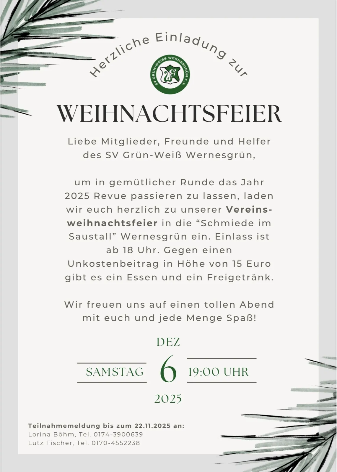Einladung Weihnachtsfeier 2025