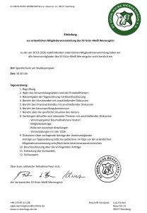 Einladung zur ordentlichen Mitgliederversammlung